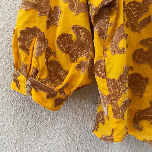 Pilcro Velvet Blouse Top Floral Embroidered Applique Casual Boho Peasant XS NWT - Picture 10 of 15